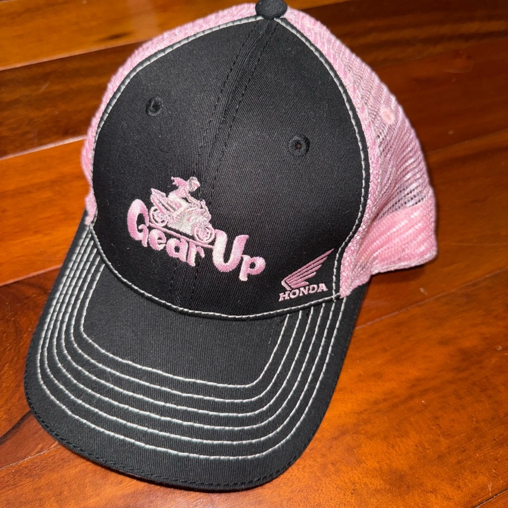 Women's Black and Pink Honda Trucker Hat